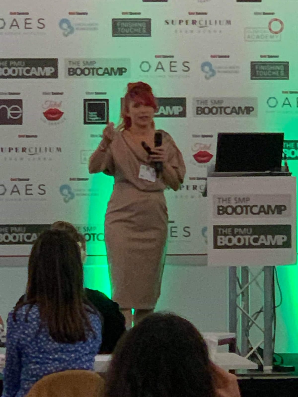 Kate Dawes presenting at the SMP Bootcamp, Olympia Beauty, London